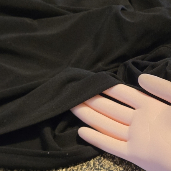 Allison Daley Black Top 2X Tunic Length 3/4 Cold Shoulder Sleeve White Polka Dot - Picture 11 of 14